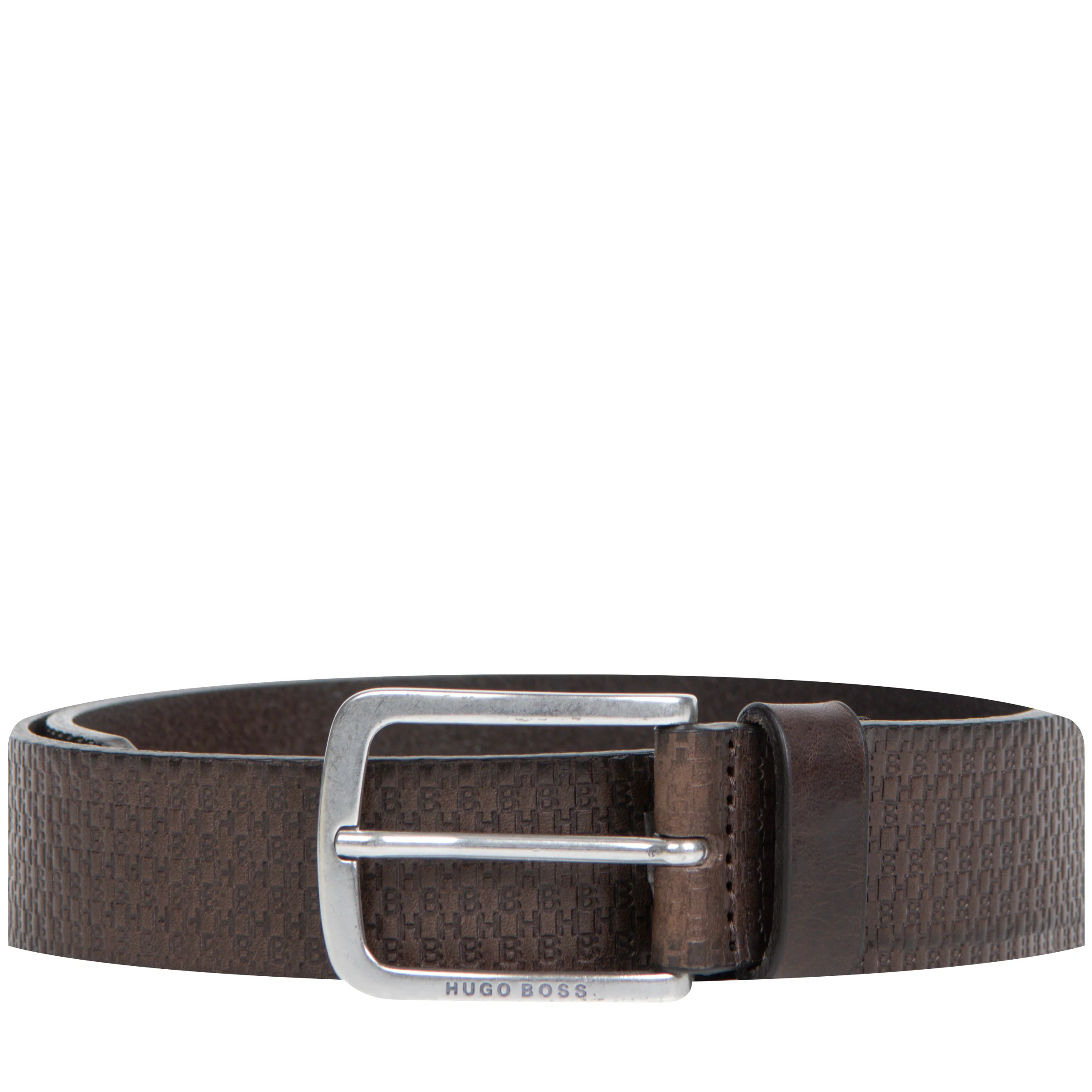 Boss Jor HB Embossed Leather Belt Dark Brown