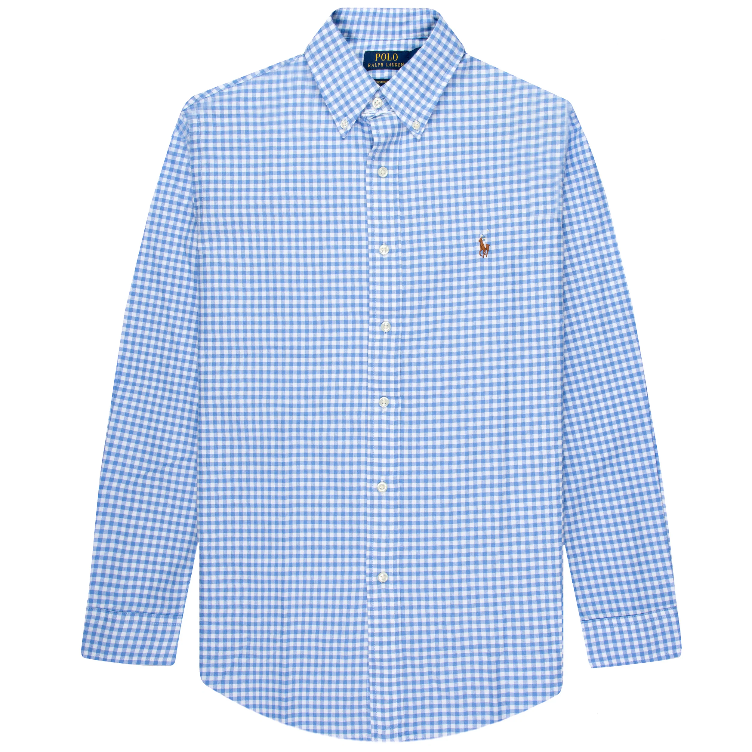 Ralph Lauren Checkered Custom Fit LS Shirt White/Blue
