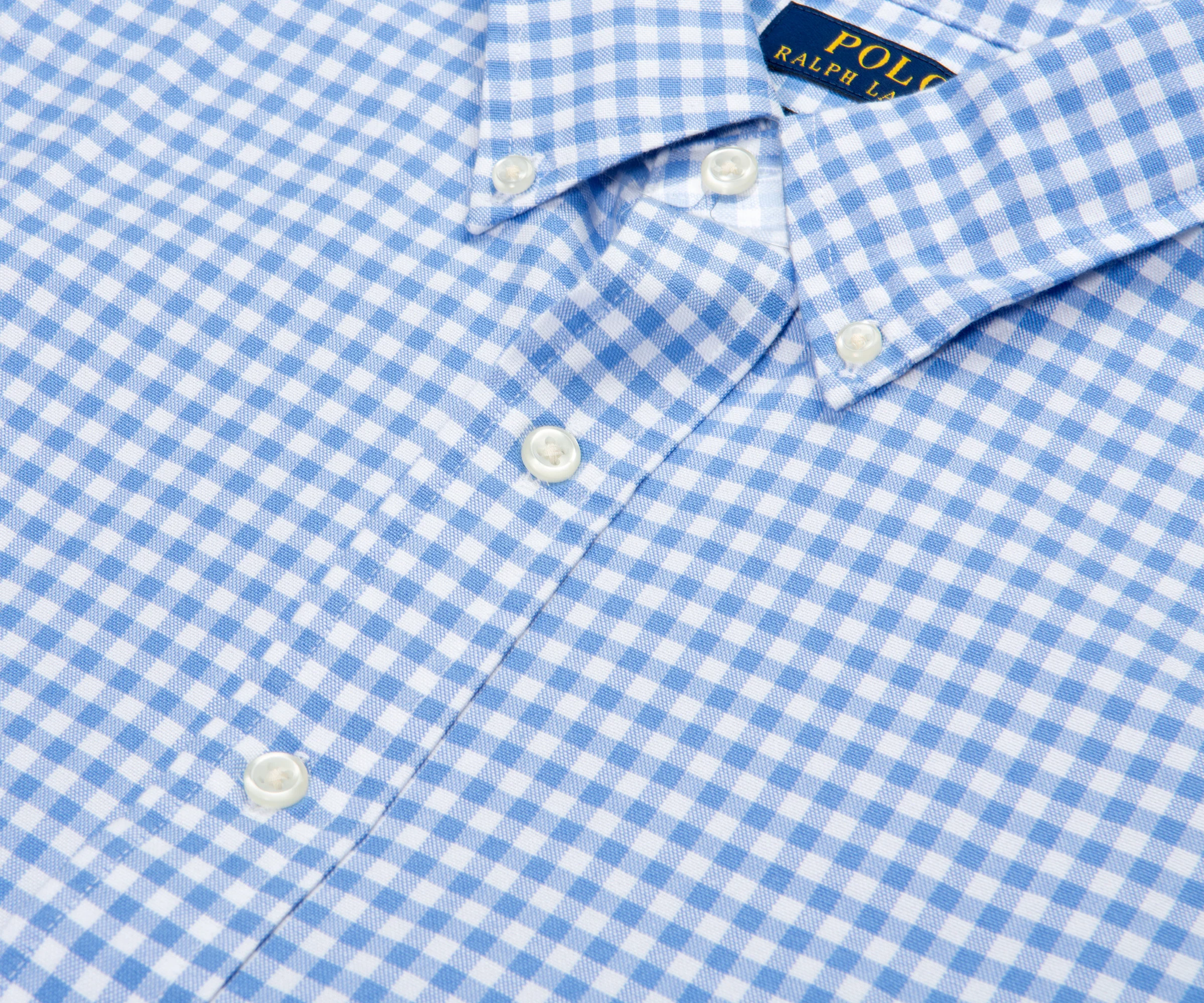 Ralph Lauren Checkered Custom Fit LS Shirt White/Blue - Image 2