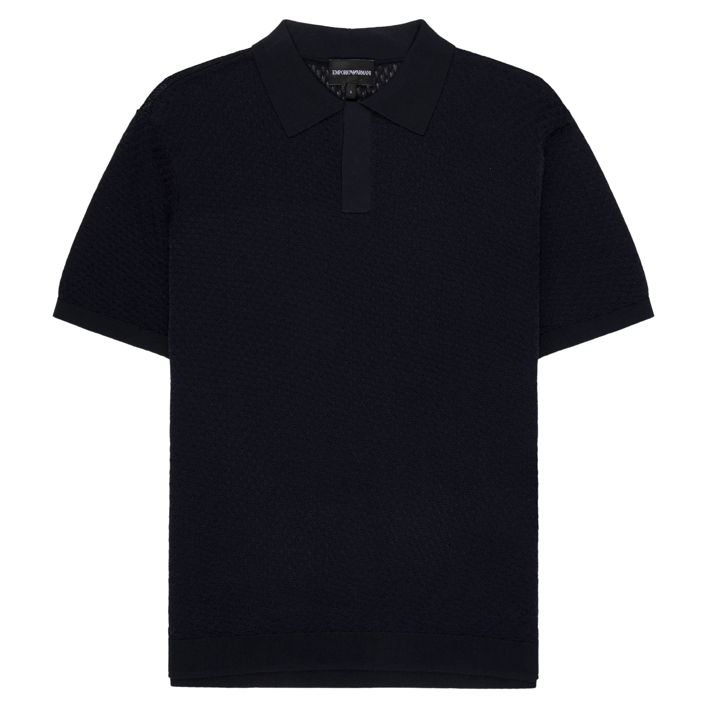 Emporio Armani Textured Cotton SS Polo Navy