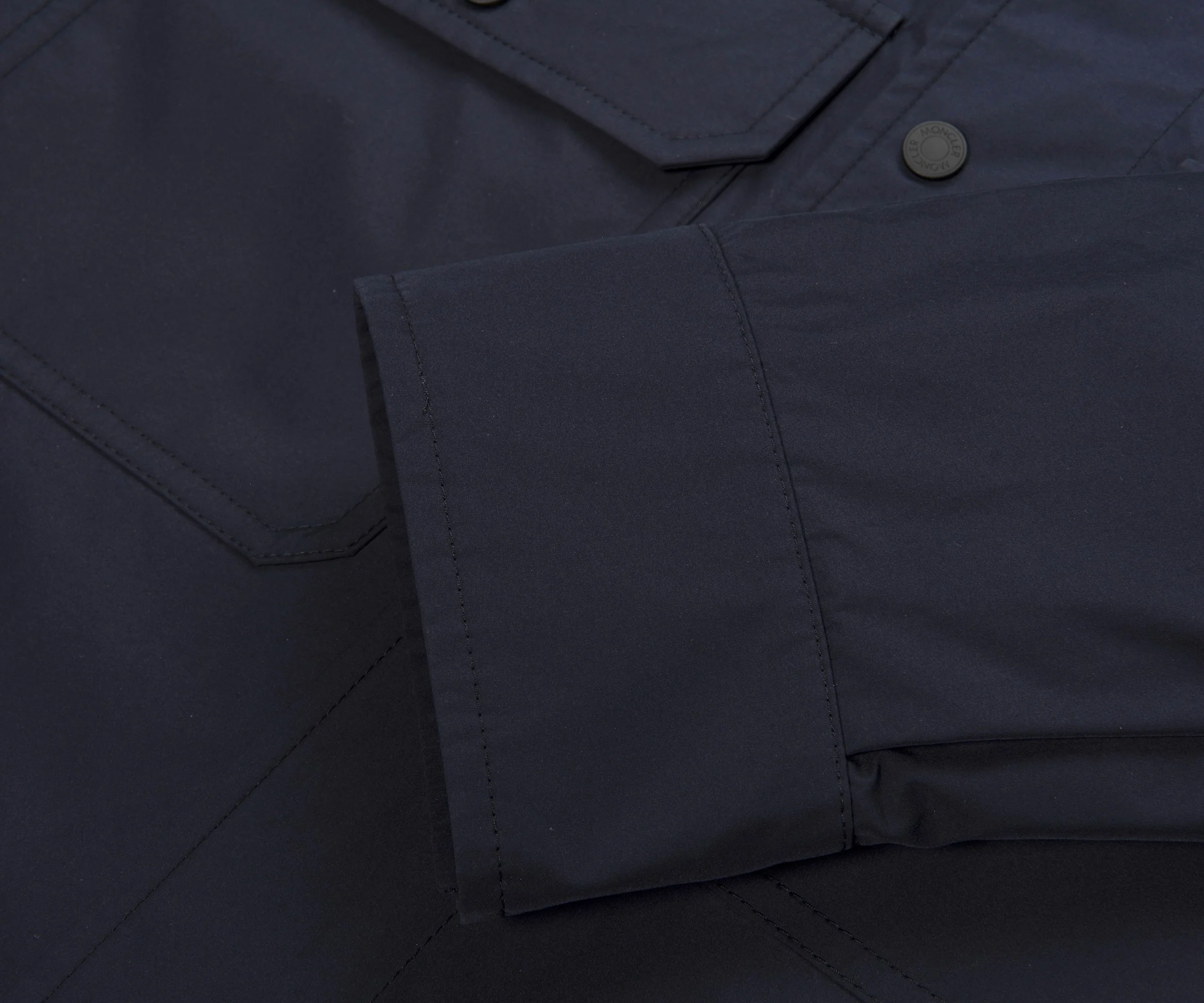 Moncler Navy Light Weight Overshirt Leather Badge - Image 10