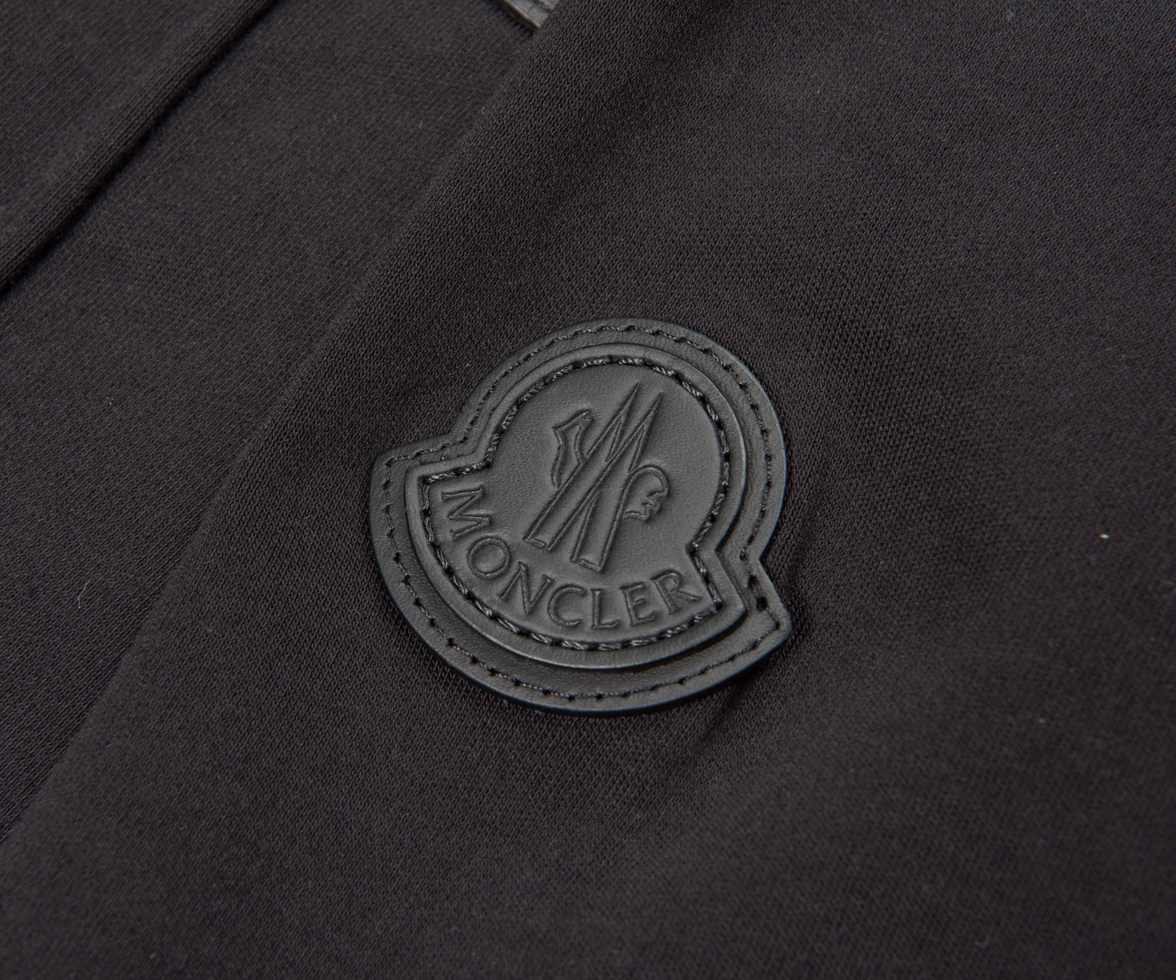 Moncler Black Leather Logo Cotton SS Shirt - Image 3
