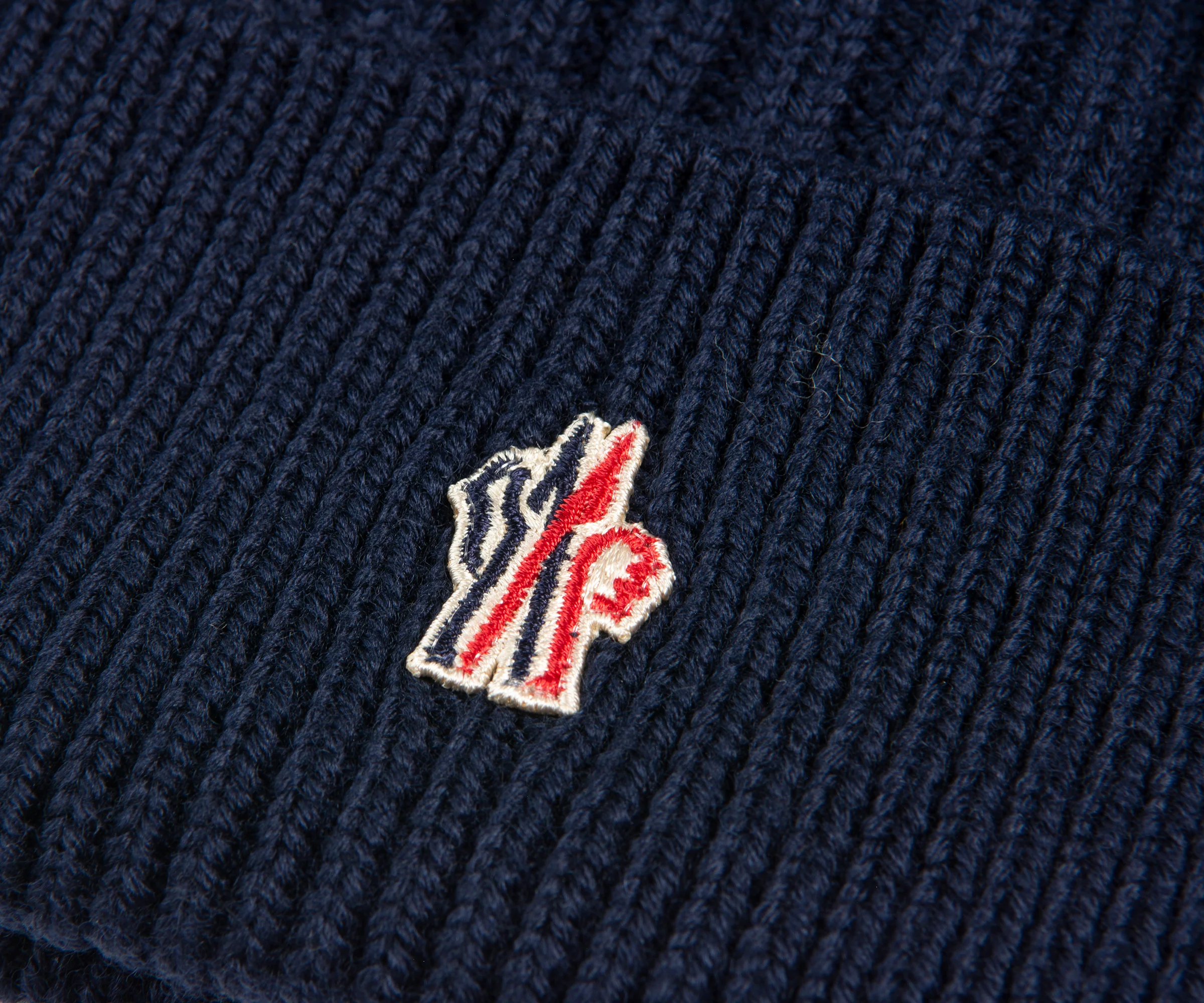 Moncler Grenoble Navy Small Logo Beanie - Image 2