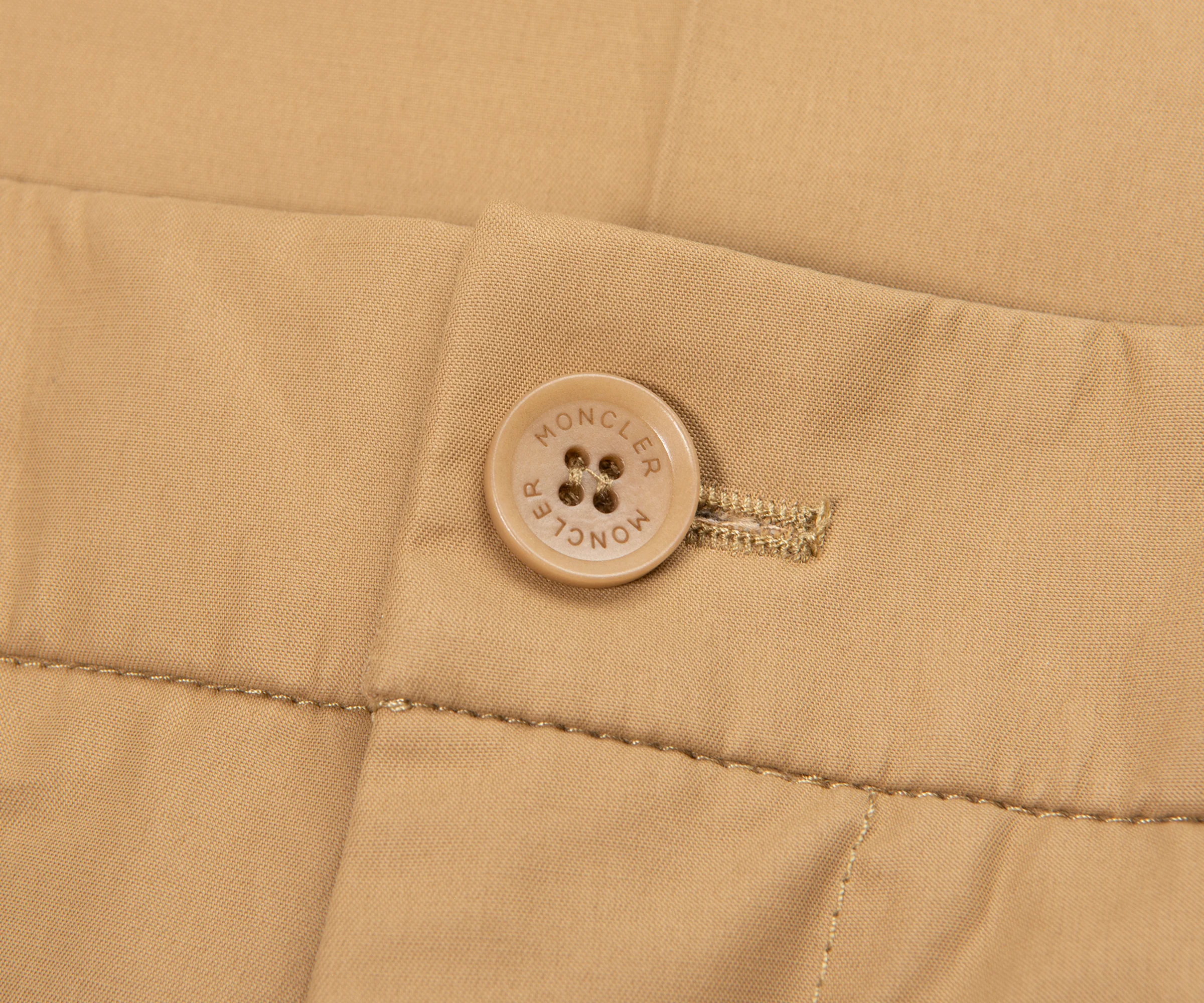 Moncler Khaki Leather Detailed Tie Waist Chinos - Image 2