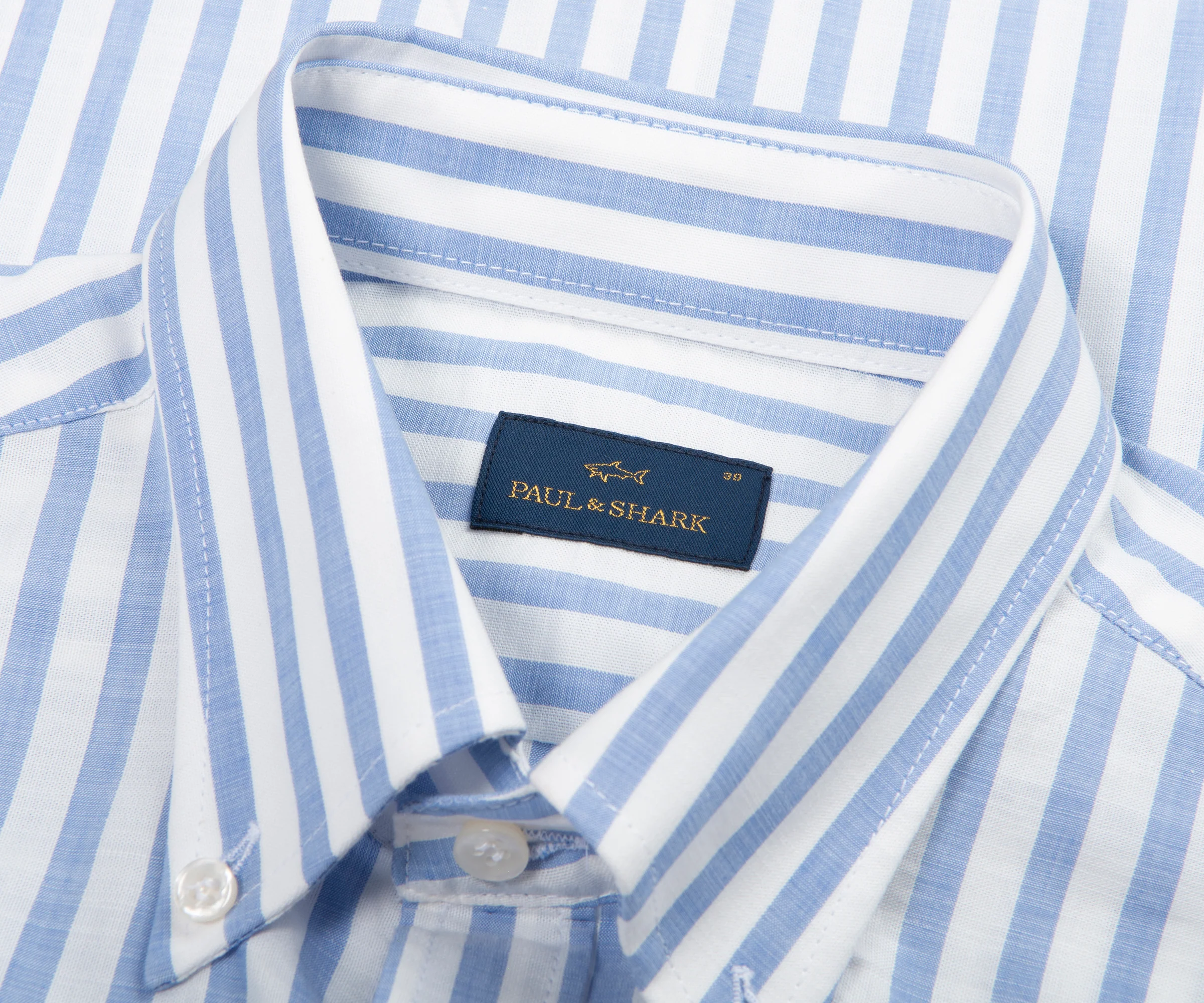 Paul & Shark Blue/White Butcher Stripe LS Shirt - Image 2