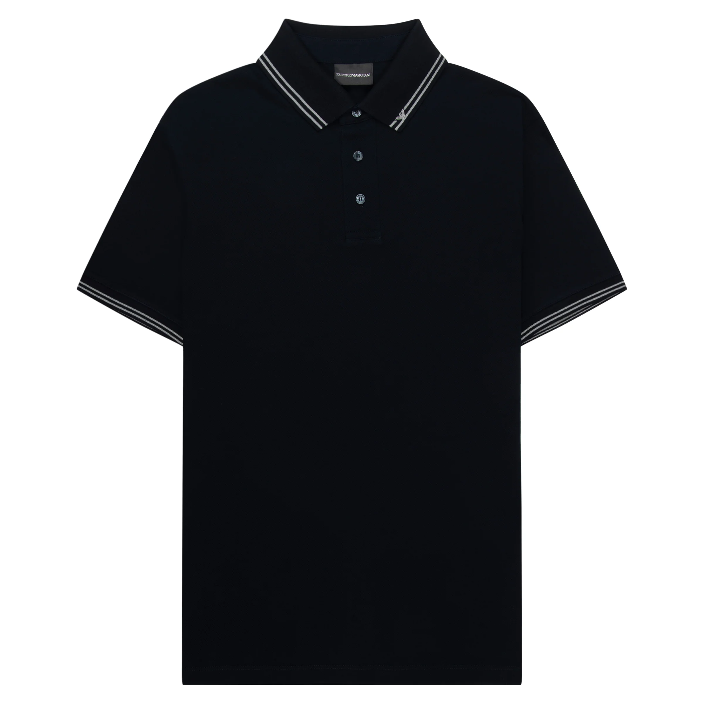 Armani Navy Collar Logo Trim Polo