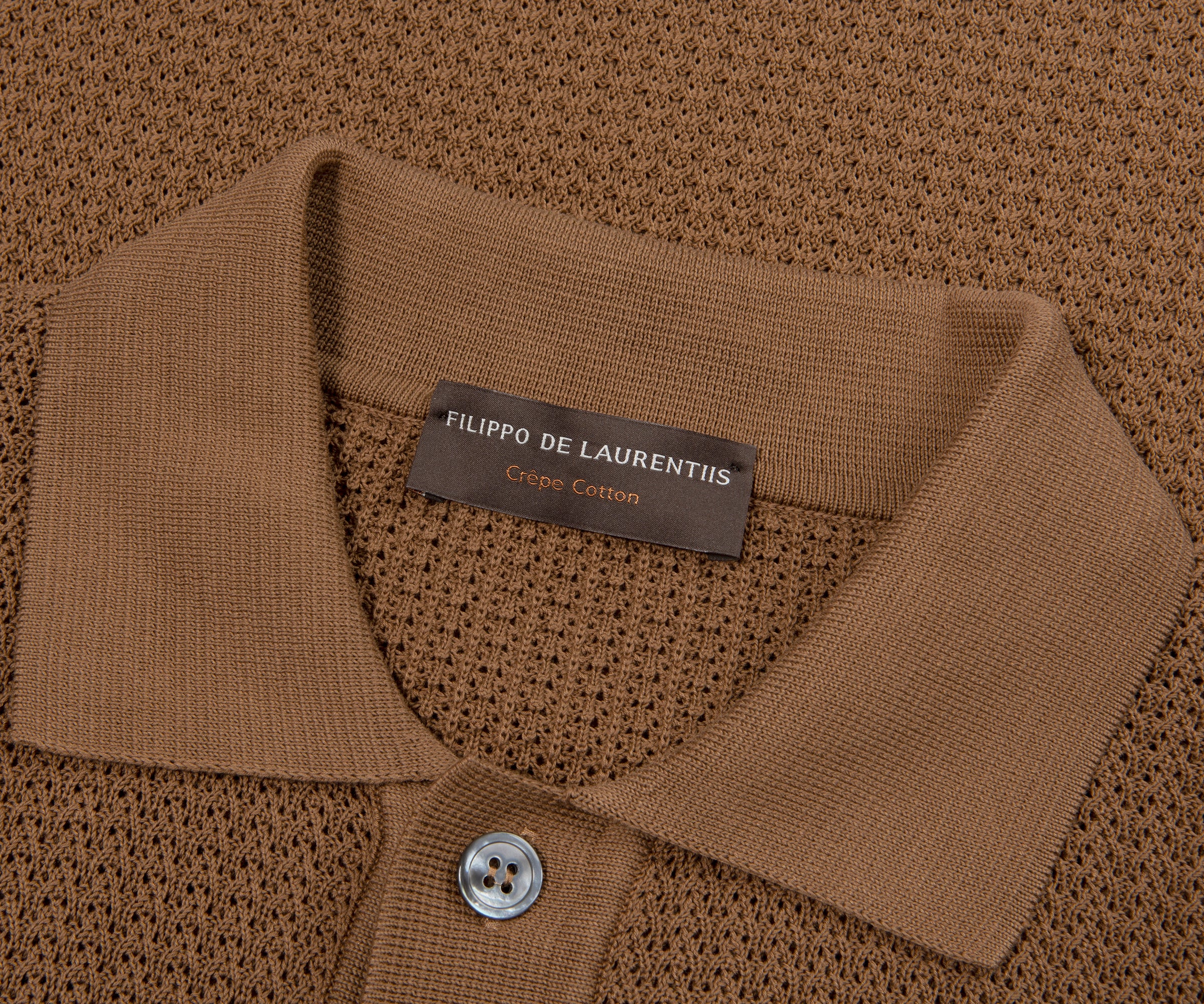 Filippo Rust Woven Full Button Polo - Image 2