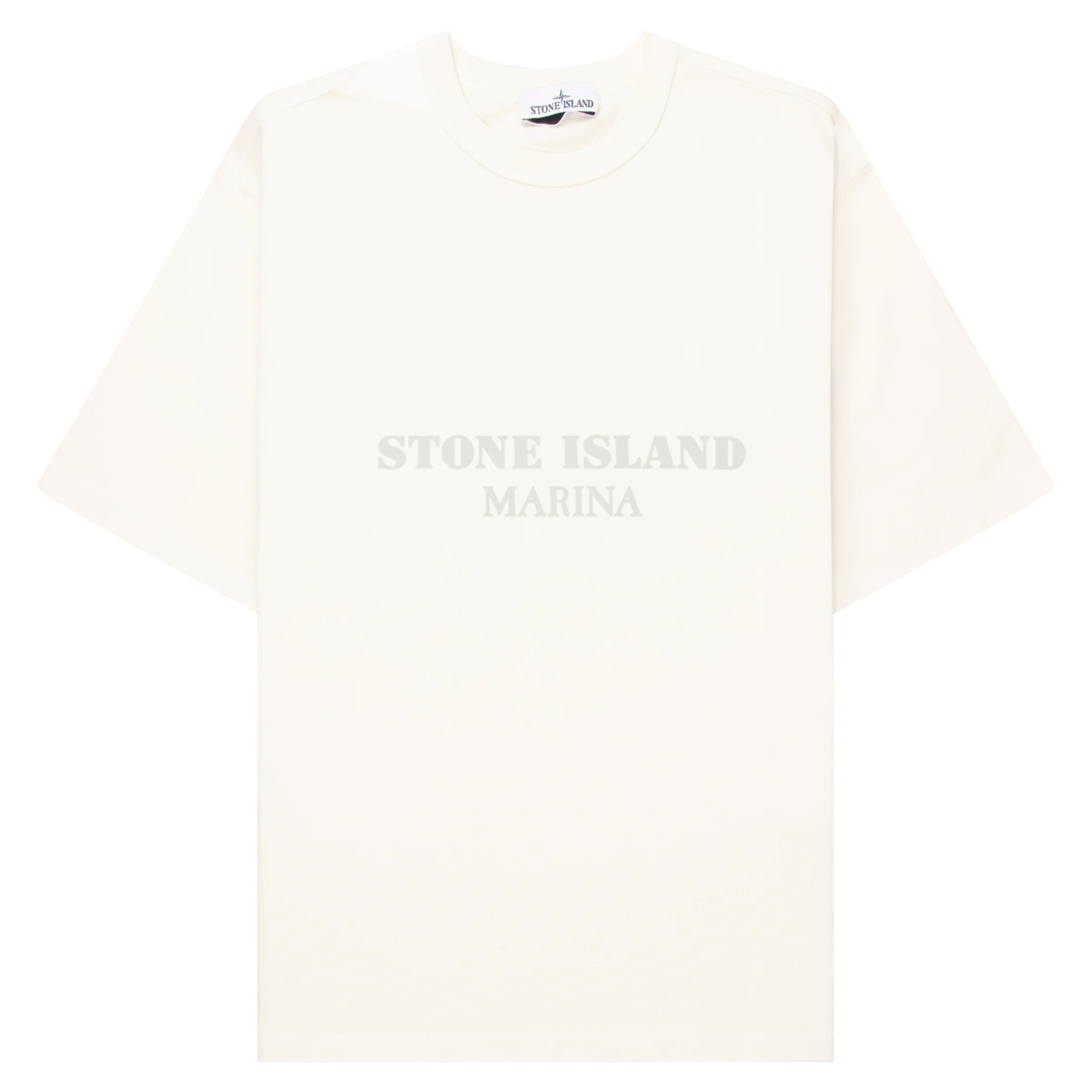 Stone Island Marina Cream Large Logo Heavy Weight T Shirt