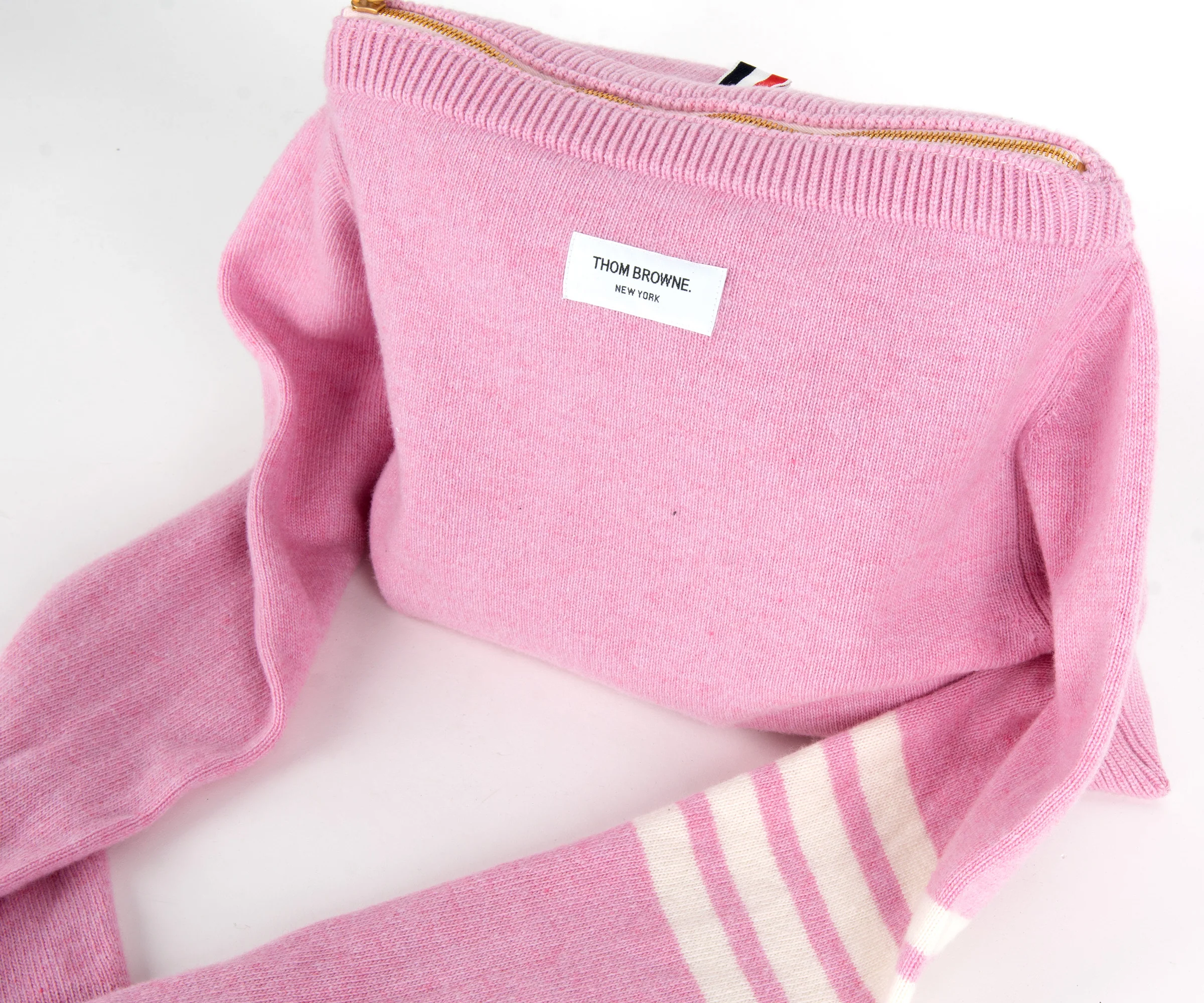 Thom Browne Merino Wool Jumper Bag Light Pink - Image 9